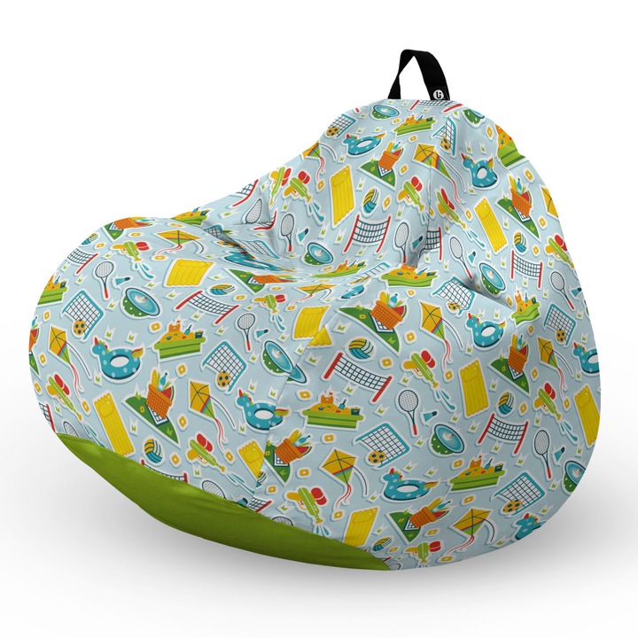 Пуф Updeco Bean Bag, Тип круша L, Водоустойчив калъф, За закрито и открито, с вътрешна предпазна чанта, С дръжка, 80 x 80 x 55 см, Спортове на открито