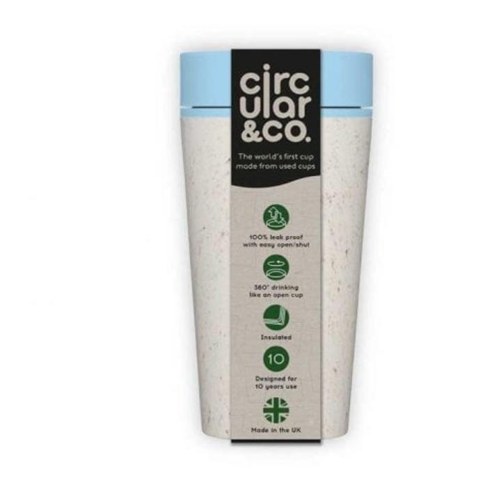 Pahar refolosibil ecologic Circular NOW crem si albastru 340ml