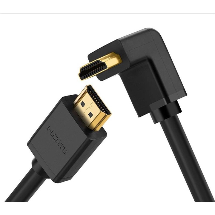Cablu UGREEN HD103 HDMI la unghi HDMI, 4K, 1 m, Negru