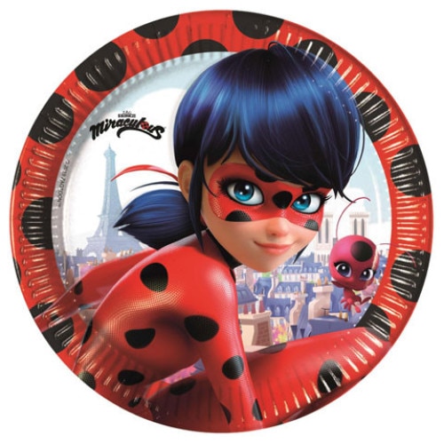 Set 8 farfurii de unica folosinta Buburuza Miraculous 23 cm