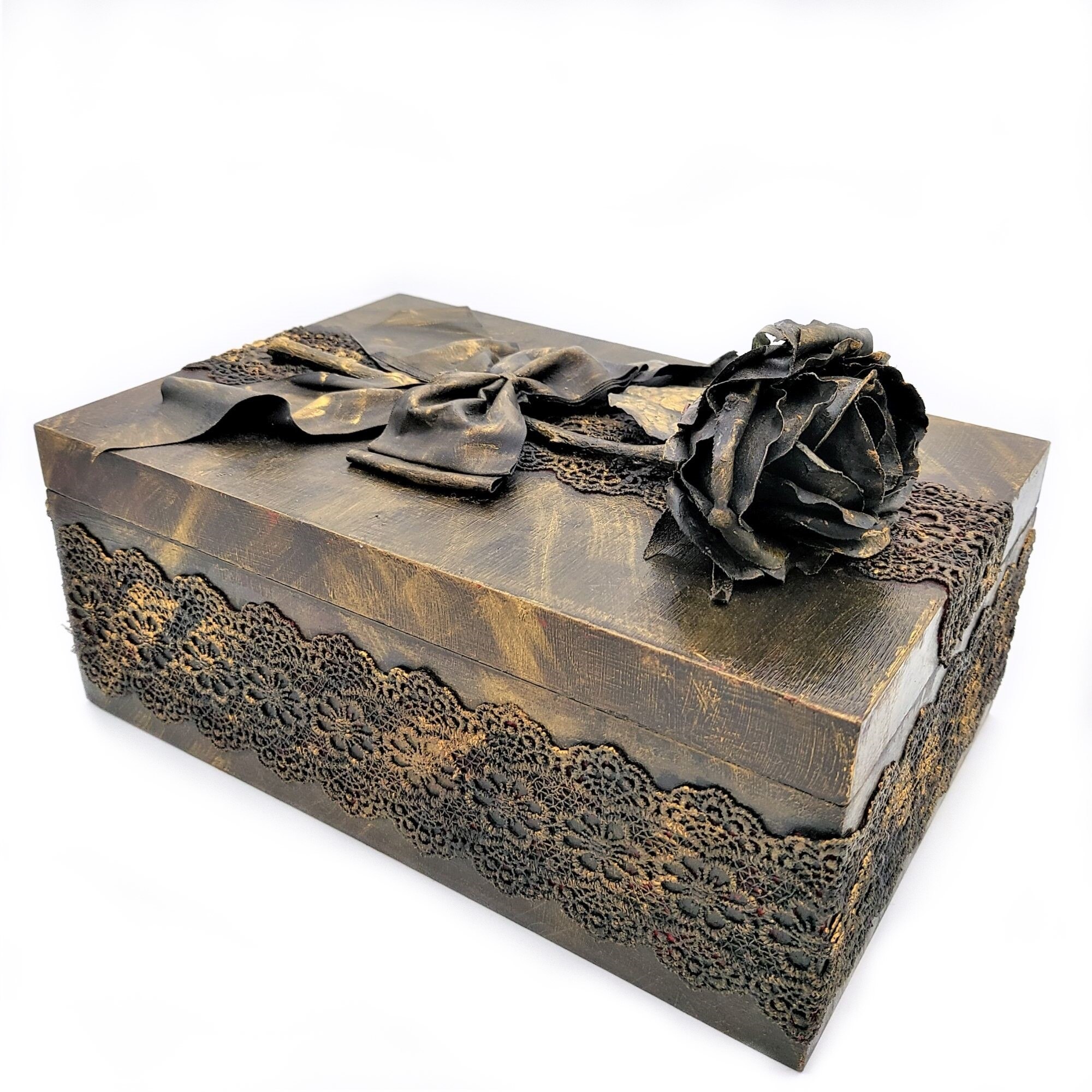 Caseta bijuterii Black Rose, 26 x 17x 10 cm, lemn