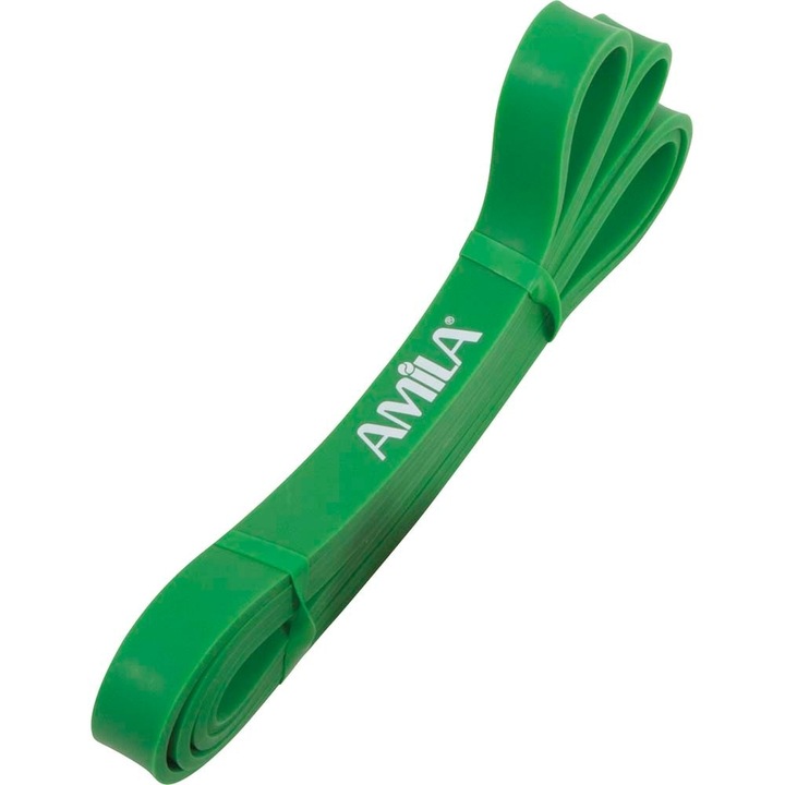 Banda fitness elastica din latex, AMILA, pentru antrenament, 208 cm, Verde