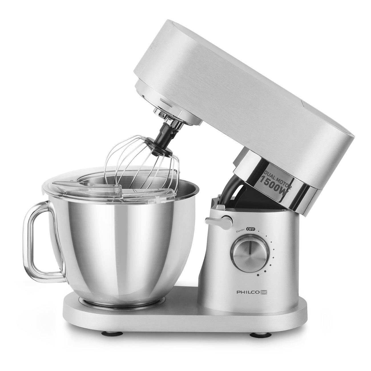 Robot de bucatarie Philco PHSM 9100, 1500 W, 8 viteze bol inox 5.5 L, blender, masina de tocat, inox
