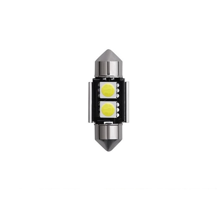 Bec Led C5W Flexzon, 2 SMD, 31mm, 12V, Canbus, Pentru Plafoniere, Portbagaj, Lumina Alb 6000k