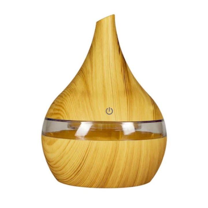 Difuzor aromaterapie Tiessa®, purificator aer, iluminare RGB, 300 ml, lemn