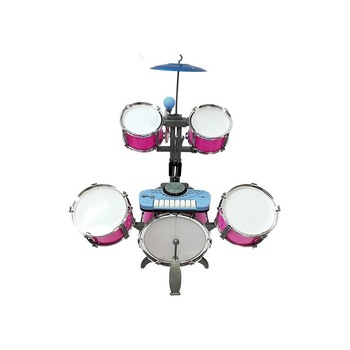 Set de tobe muzicale de jucarie pentru copii, cu scaunel, microfon si mixer, roz, 4835 Set de tobe muzicale de jucarie pentru copii, cu scaunel, microfon si mixer, roz, 4835