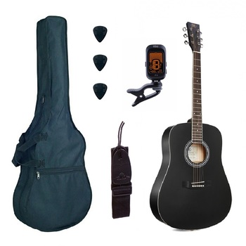 Set chitara SX SD104GBK Basic2 negru lacuit dreadnought Set chitara SX SD104GBK Basic2 negru lacuit dreadnought