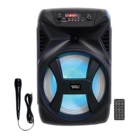 Boxa Activa Portabila de 150 W, Bluetooth, Microfon, Telecomanda, Lumini LED, Sensibilitate 99 dB, Difuzor 8 ", Moderna, Negru