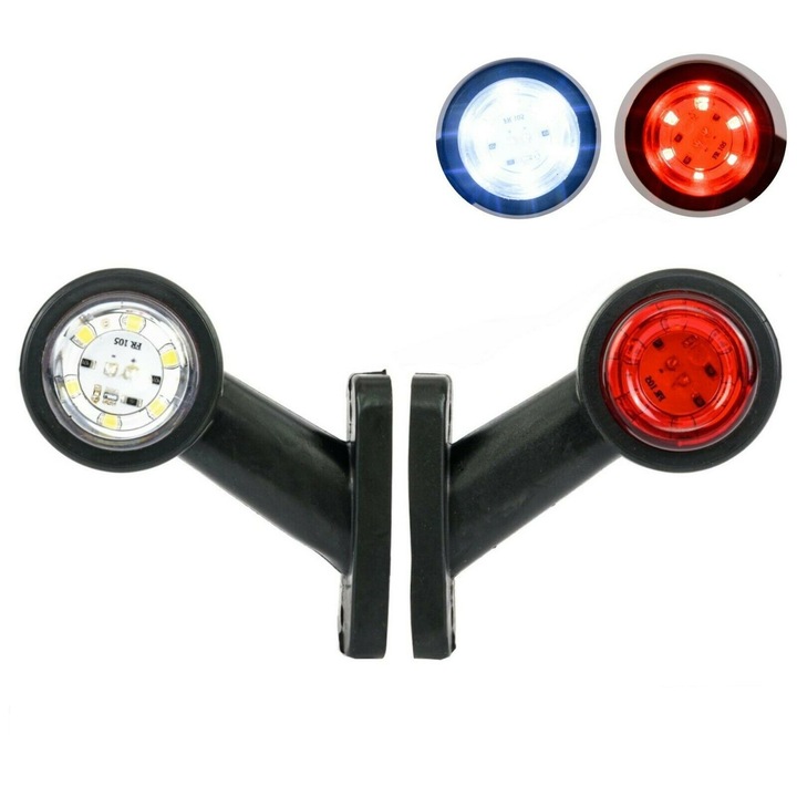 Комплект от 2 габаритни светлини с LED Flexzon, 7,5 см, 12v - 24v, червена, бяла