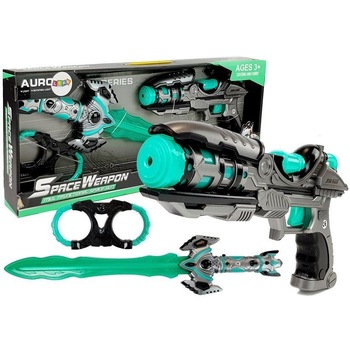 Set de joaca SF pentru copii, pistol laser, sabie laser si catuse, 7099 Set de joaca SF pentru copii, pistol laser, sabie laser si catuse, 7099