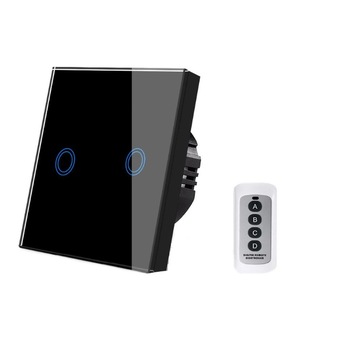 Intrerupator Dublu Tactil, Touch, Wireless, cu Telecomanda, Panou din Sticla, Negru, SatLink™ Intrerupator Dublu Tactil, Touch, Wireless, cu Telecomanda, Panou din Sticla, Negru, SatLink™