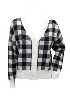 Pulover dama, cu nasturi, Alb/Negru, 42-44 Pulover dama, cu nasturi, Alb/Negru, 42-44