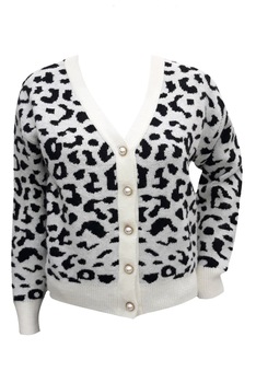 Pulover dama, cu nasturi, Alb\Negru, 42-44 Pulover dama, cu nasturi, Alb\Negru, 42-44