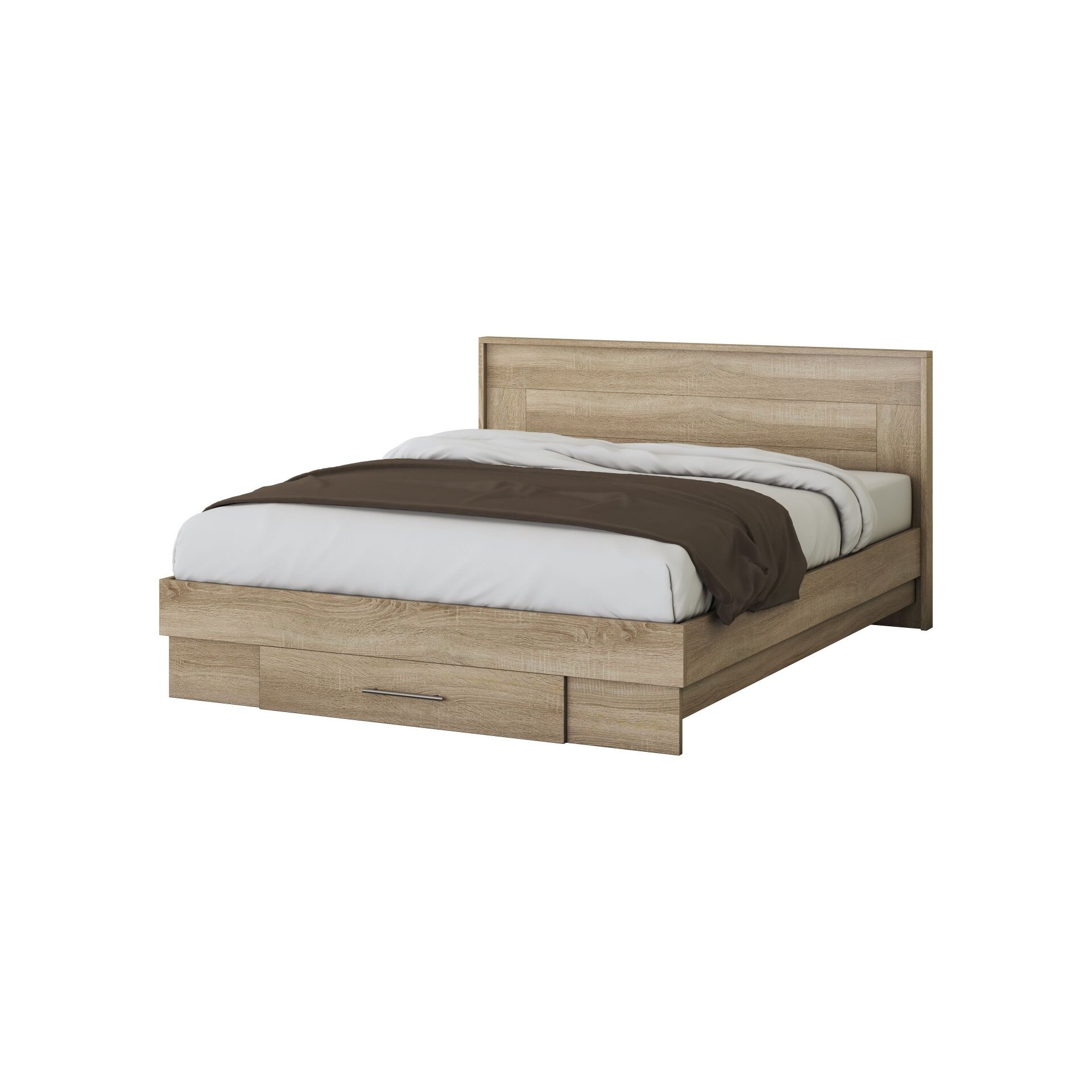 Pat Beta cu Saltea, Sonoma, 160x200 cm, suport saltea inclus