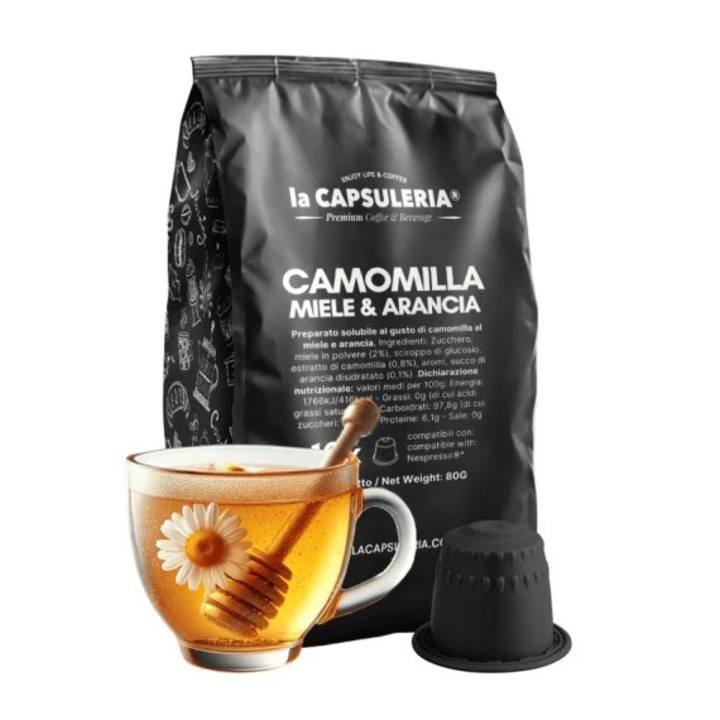 Capsule Ceai de Musetel cu Miere si Portocale La Capsuleria, 10 capsule, compatibile cu Nespresso