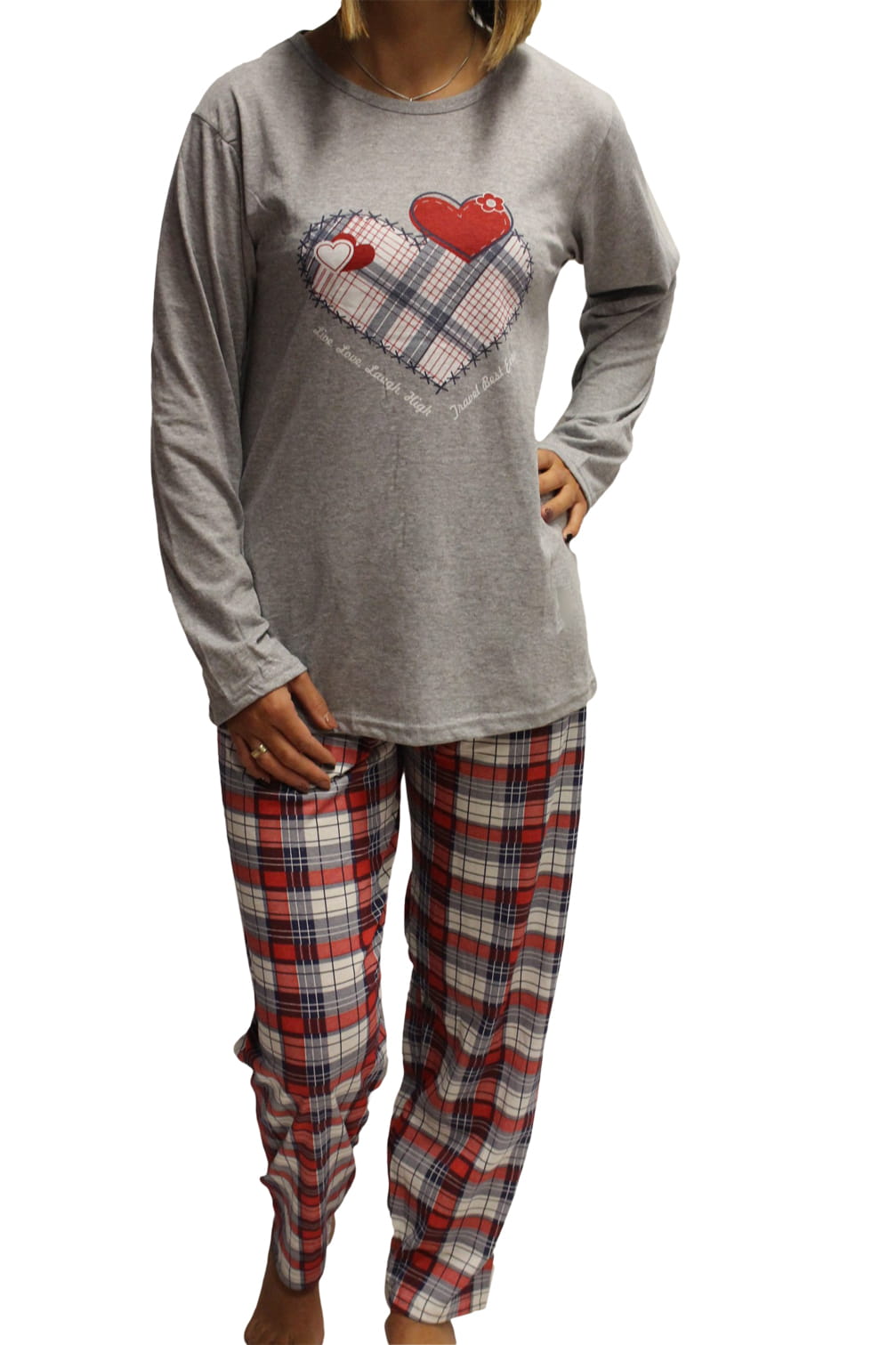 Pijamale pentru femei, OEM, Inimi, Gri, Gri