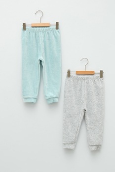LC WAIKIKI, Set de pantaloni sport cu aspect catifelat - 2 perechi, Albastru pastel/Gri deschis LC WAIKIKI, Set de pantaloni sport cu aspect catifelat - 2 perechi, Albastru pastel/Gri deschis
