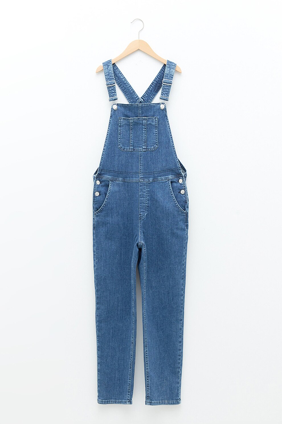 LC WAIKIKI, Salopeta din denim cu aspect decolorat, Albastru