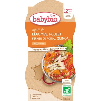 Piure Babybio de legume, pui si quinoa 2 x 200 g, de la 12 luni Piure Babybio de legume, pui si quinoa 2 x 200 g, de la 12 luni