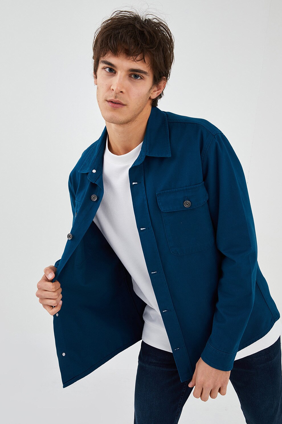 LC WAIKIKI, Camasa regular fit cu buzunare aplicate, Albastru inchis