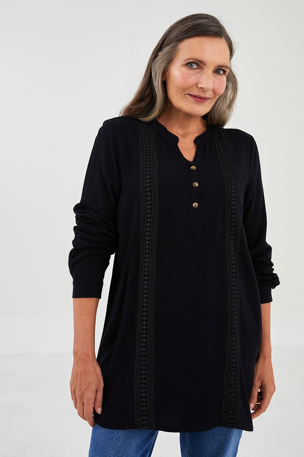 LC WAIKIKI, Bluza cu broderii, Negru, 2XL