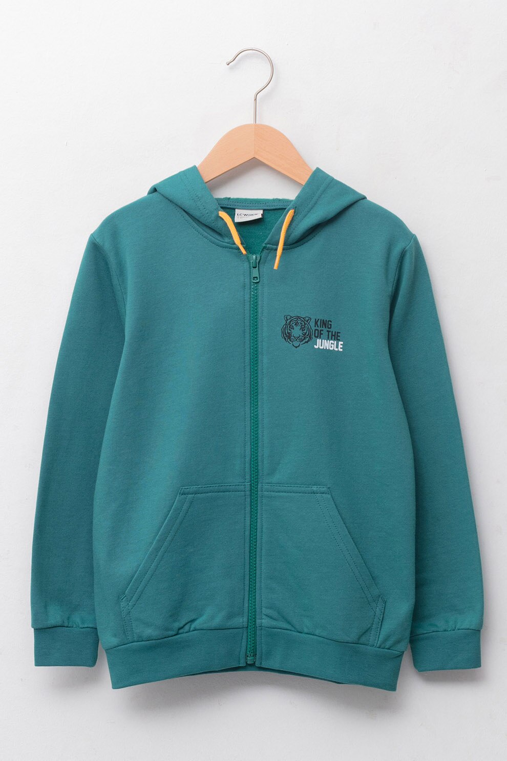 LC WAIKIKI, Hanorac cu fermoar si imprimeu text, Albastru petrol