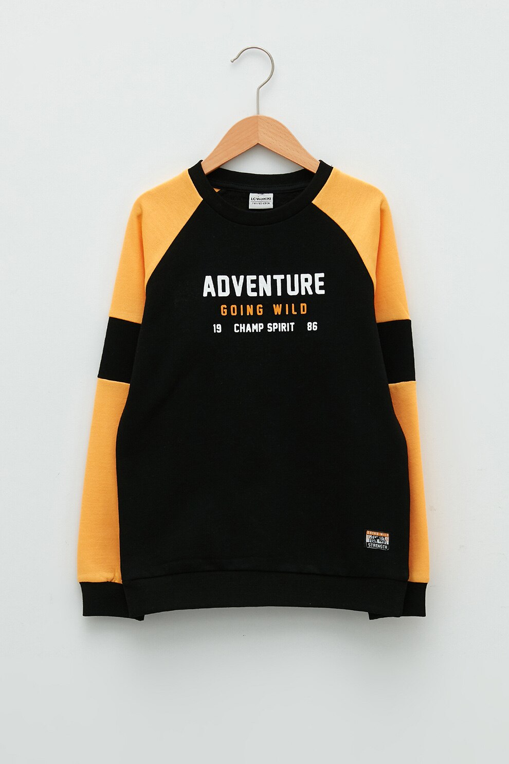 LC WAIKIKI, Bluza sport cu decolteu la baza gatului si maneci raglan, Negru/Galben