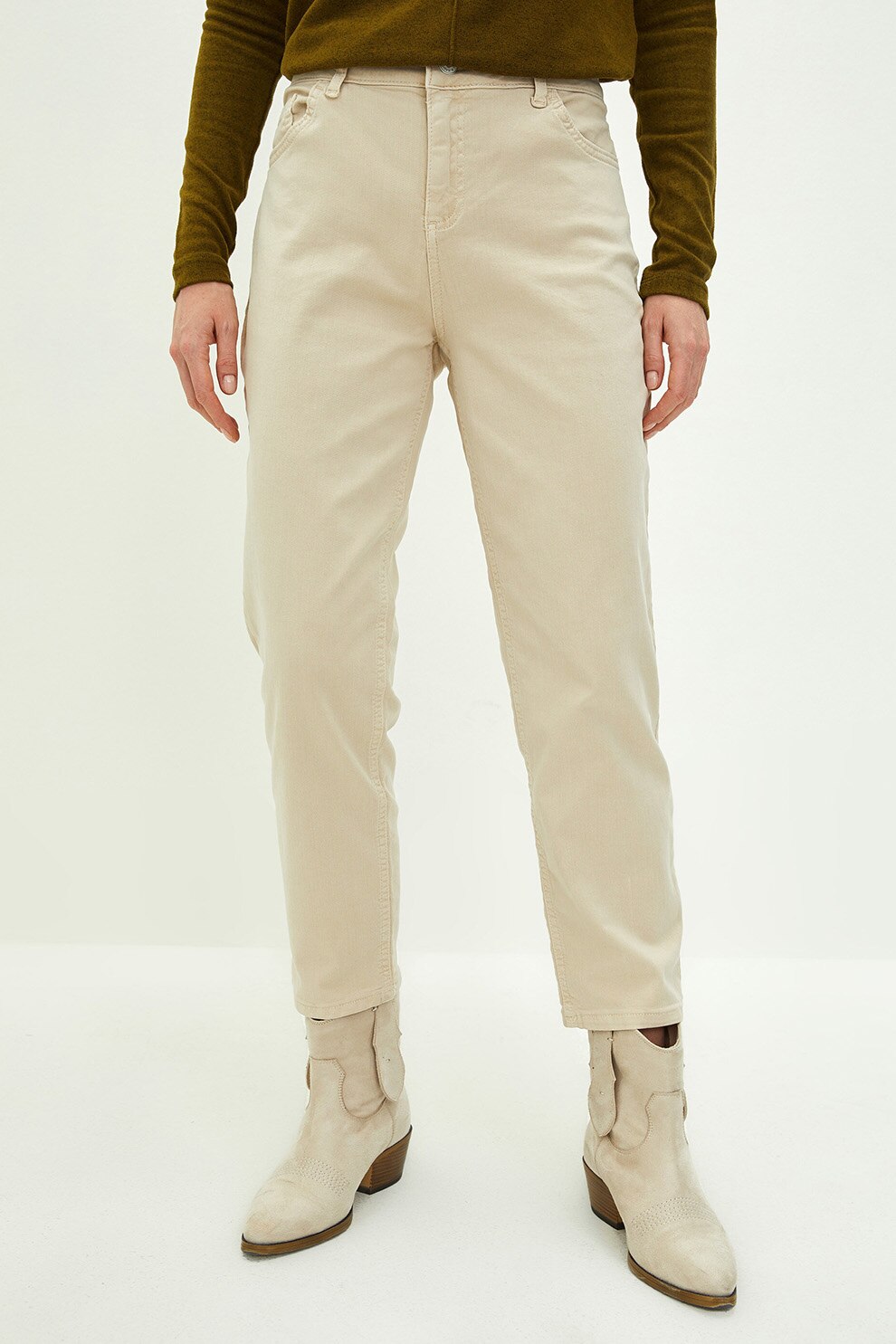 LC WAIKIKI, Blugi crop slim fit, Maro nisip