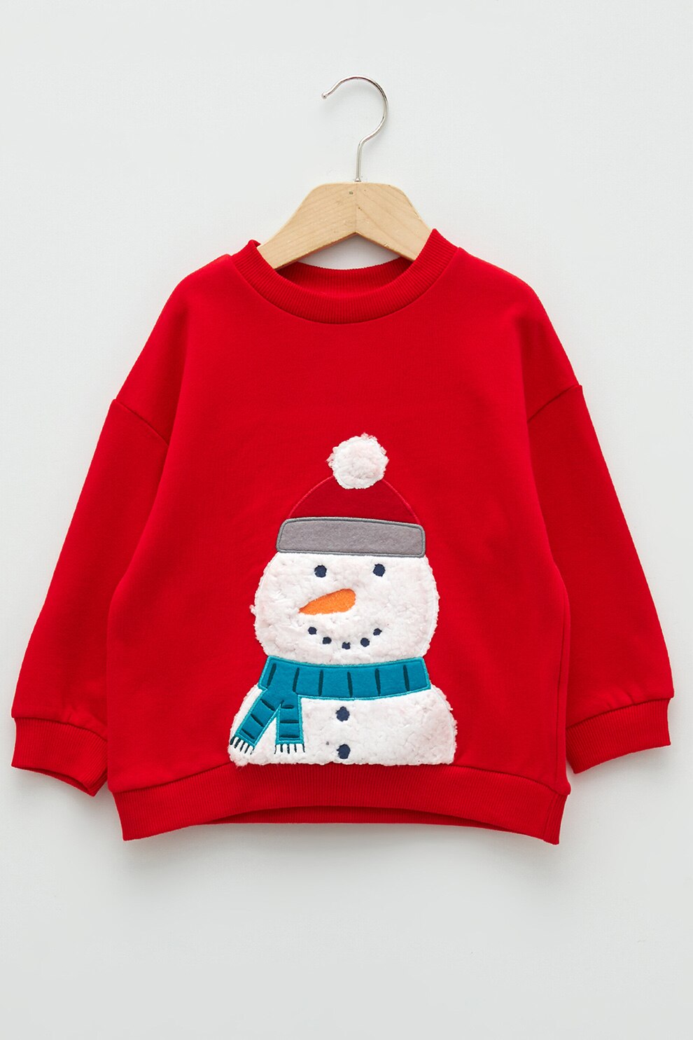 LC WAIKIKI, Bluza sport de bumbac cu decolteu la baza gatului si detalii pufoase, Rosu/Alb