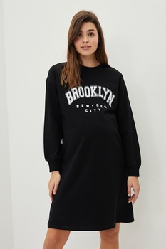 LC WAIKIKI, Rochie sport cu imprimeu text, Negru/Alb LC WAIKIKI, Rochie sport cu imprimeu text, Negru/Alb