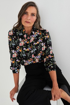 LC WAIKIKI, Camasa cu imprimeu floral, negru, gri deschis, lila LC WAIKIKI, Camasa cu imprimeu floral, negru, gri deschis, lila