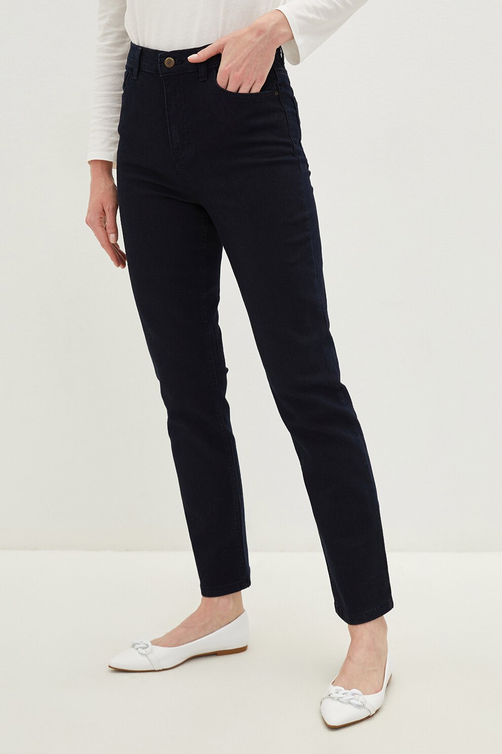 LC WAIKIKI, Pantaloni drepti cu talie medie, Negru