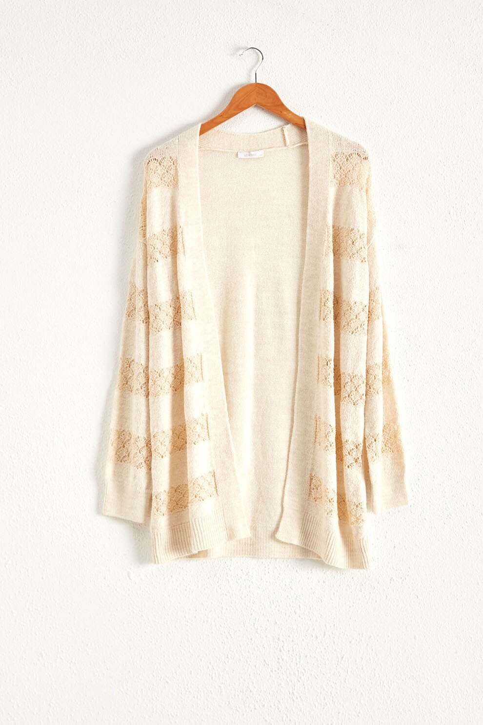 LC WAIKIKI, Cardigan fara inchidere, Alb prafuit/maro nisip