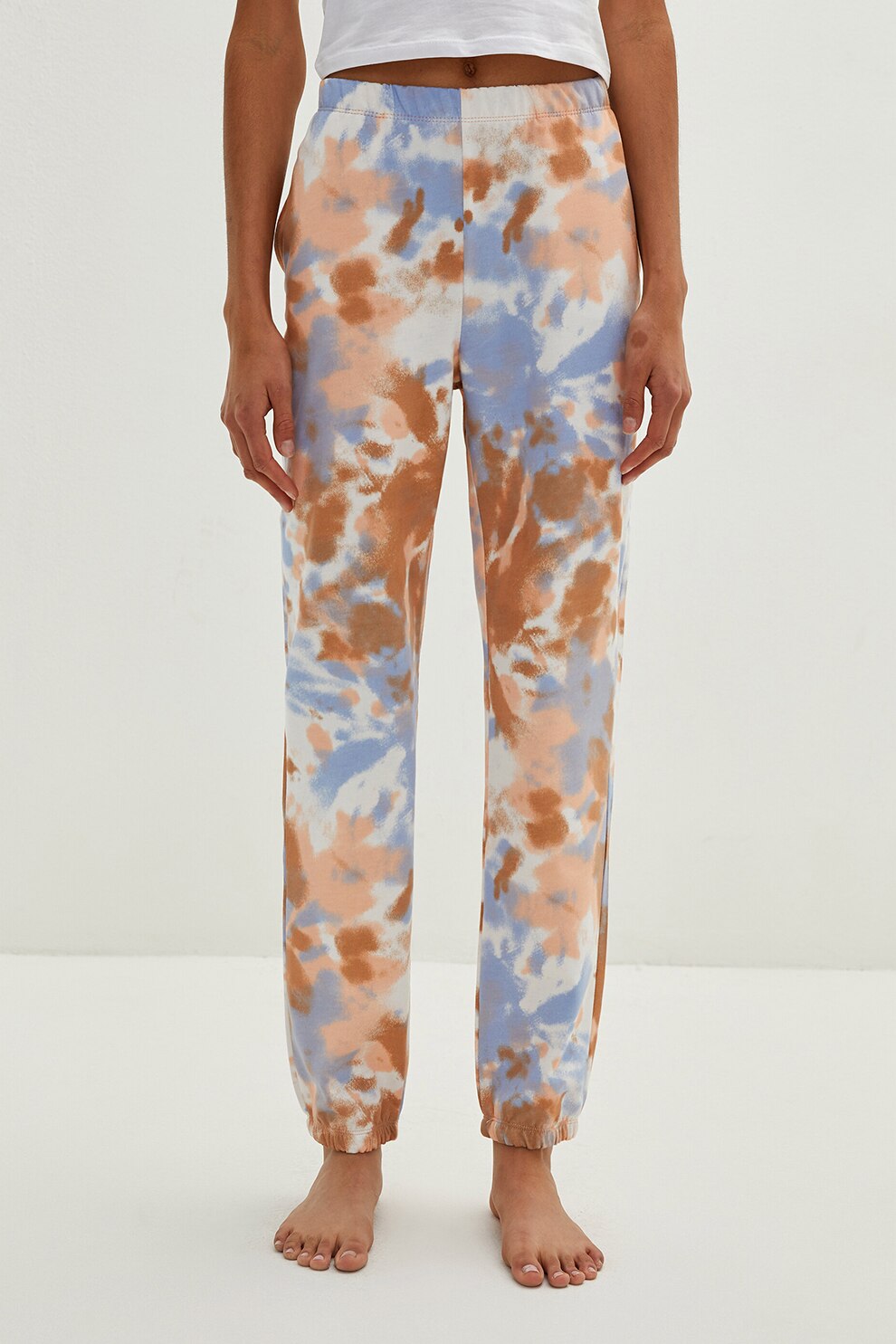 LC WAIKIKI, Pantaloni de pijama cu model tie-dye, maro scortisoara, alb, albastru pastel