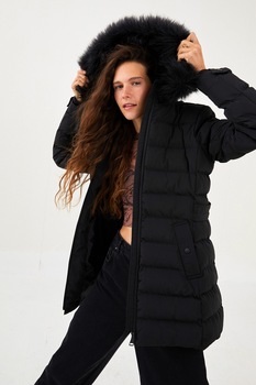 LC WAIKIKI, Geaca cu gluga detasabila, Negru, XL LC WAIKIKI, Geaca cu gluga detasabila, Negru, XL