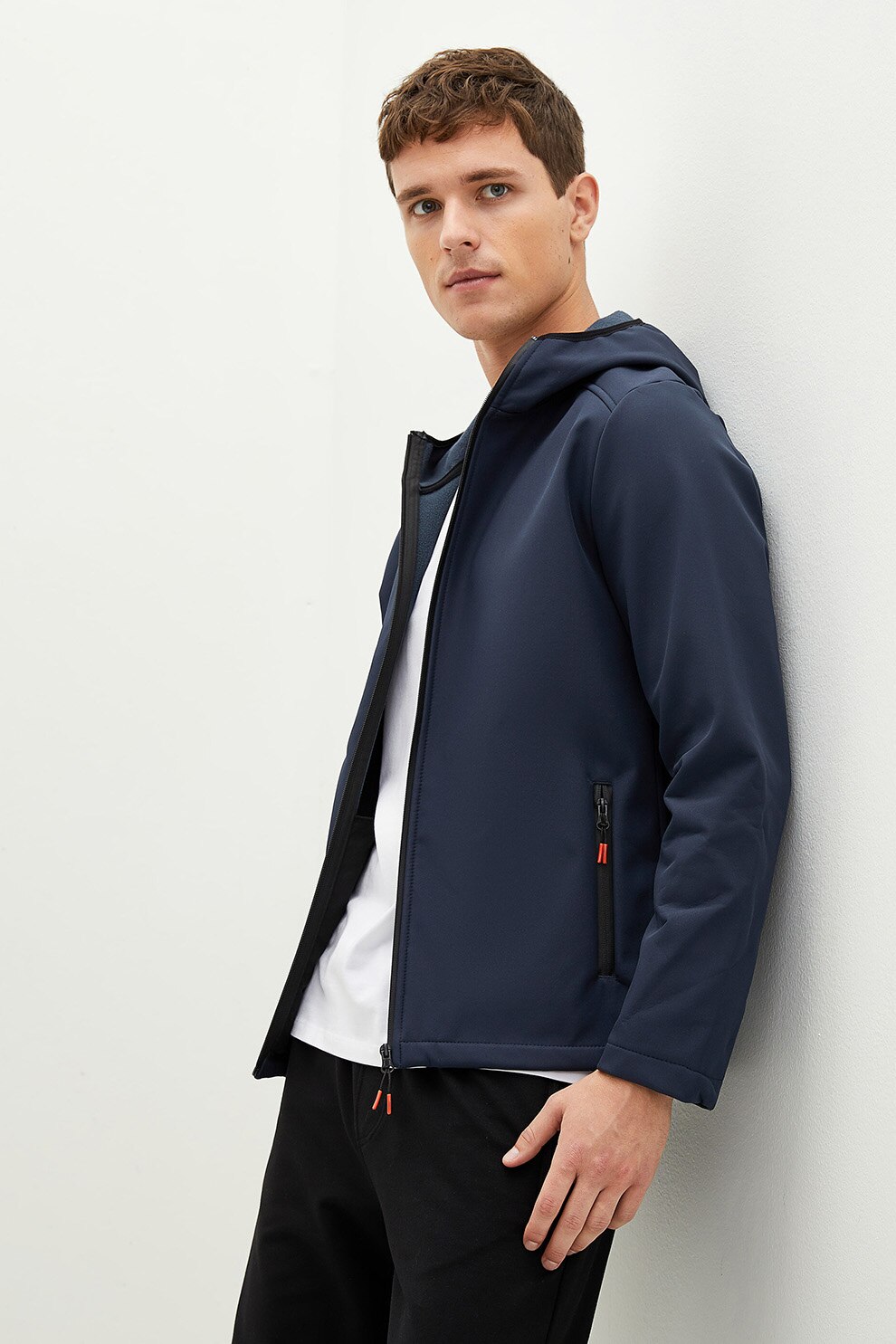 LC WAIKIKI, Jacheta cu gluga si maneci raglan, Albastru inchis