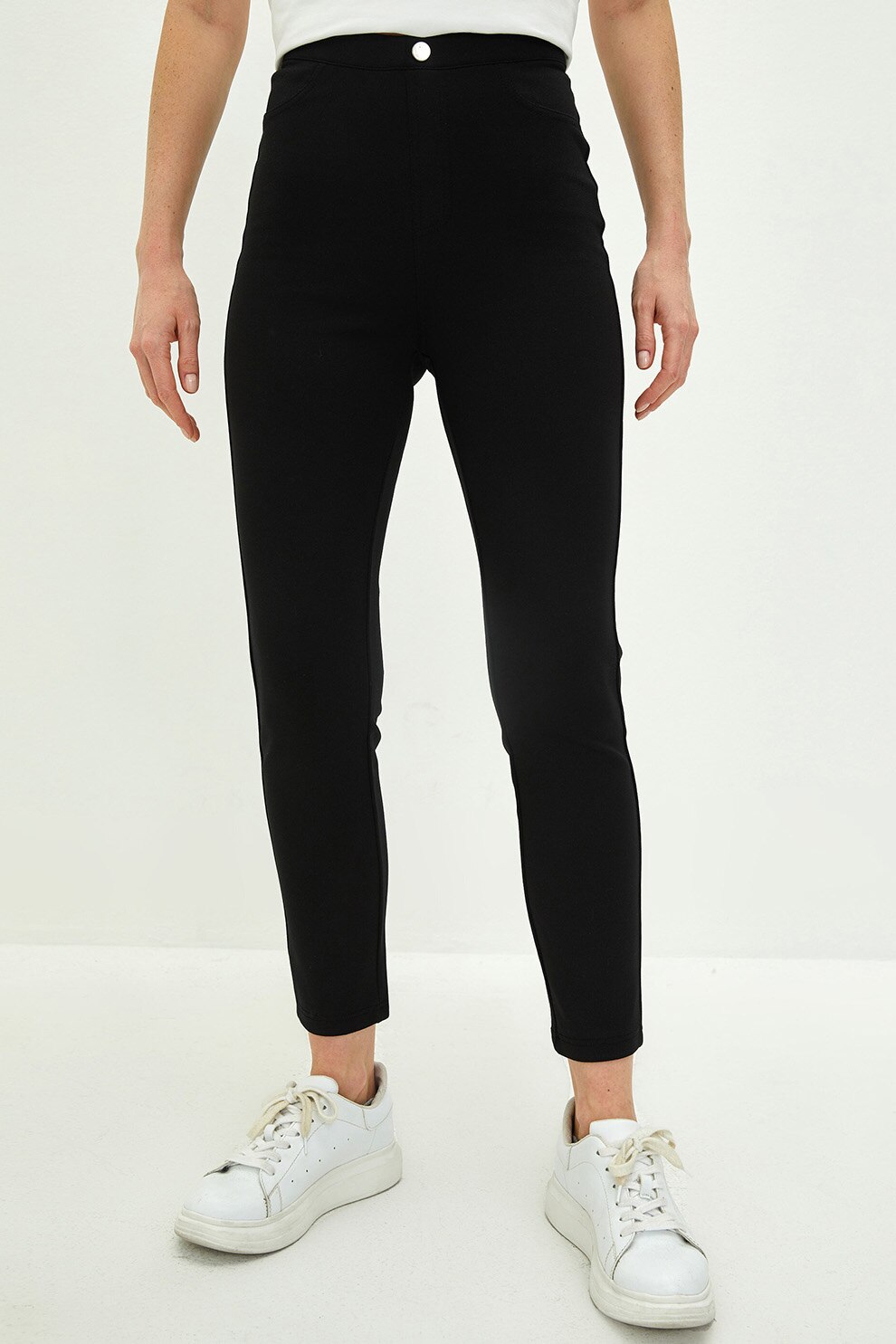 LC WAIKIKI, Pantaloni crop cu talie inalta, Negru