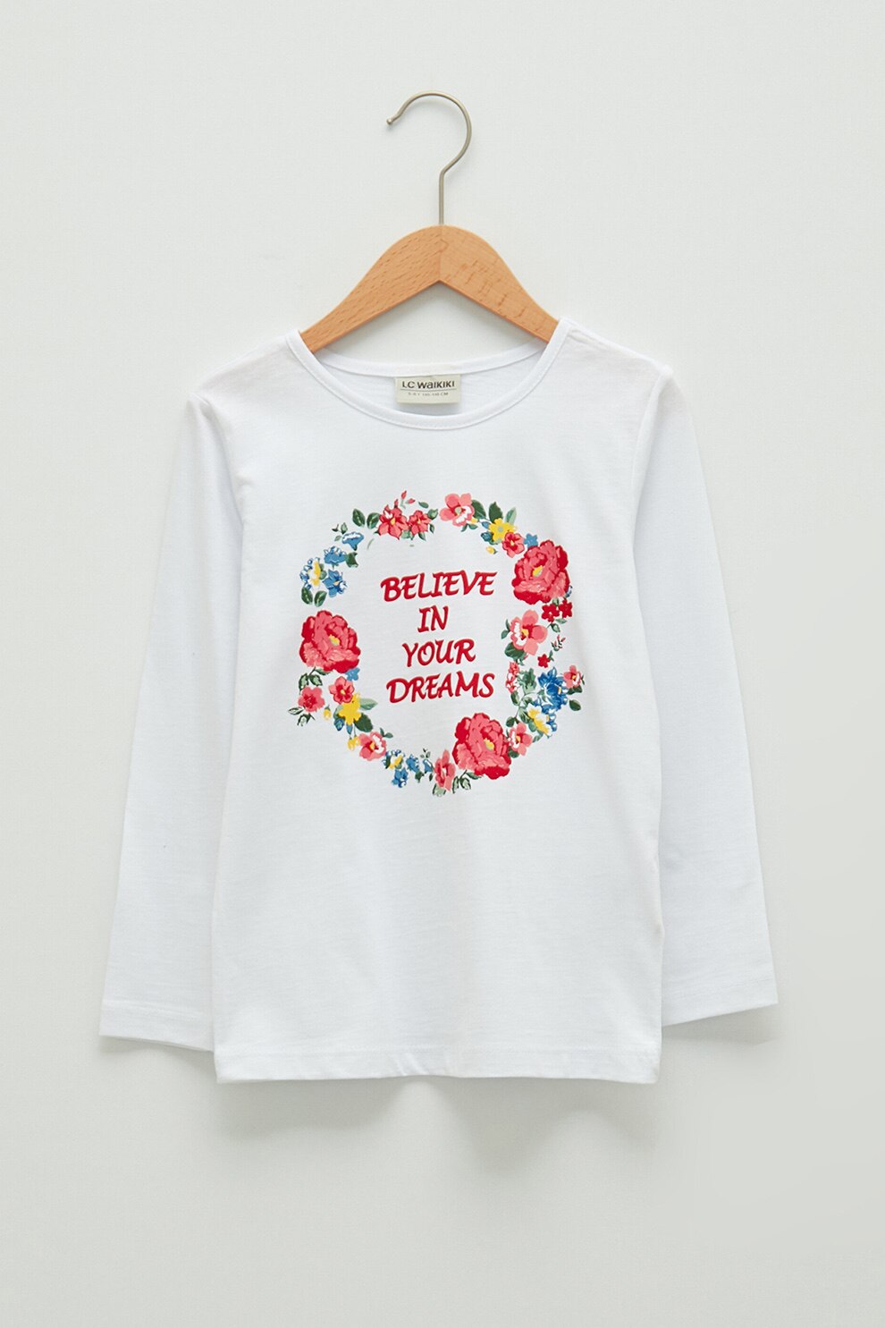 LC WAIKIKI, Bluza de bumbac cu imprimeu grafic si text, Alb optic/Rosu