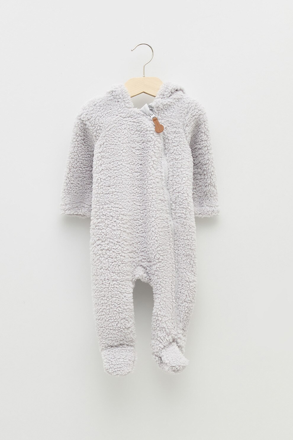 LC WAIKIKI, Salopeta din material teddy cu botosei, Gri deschis