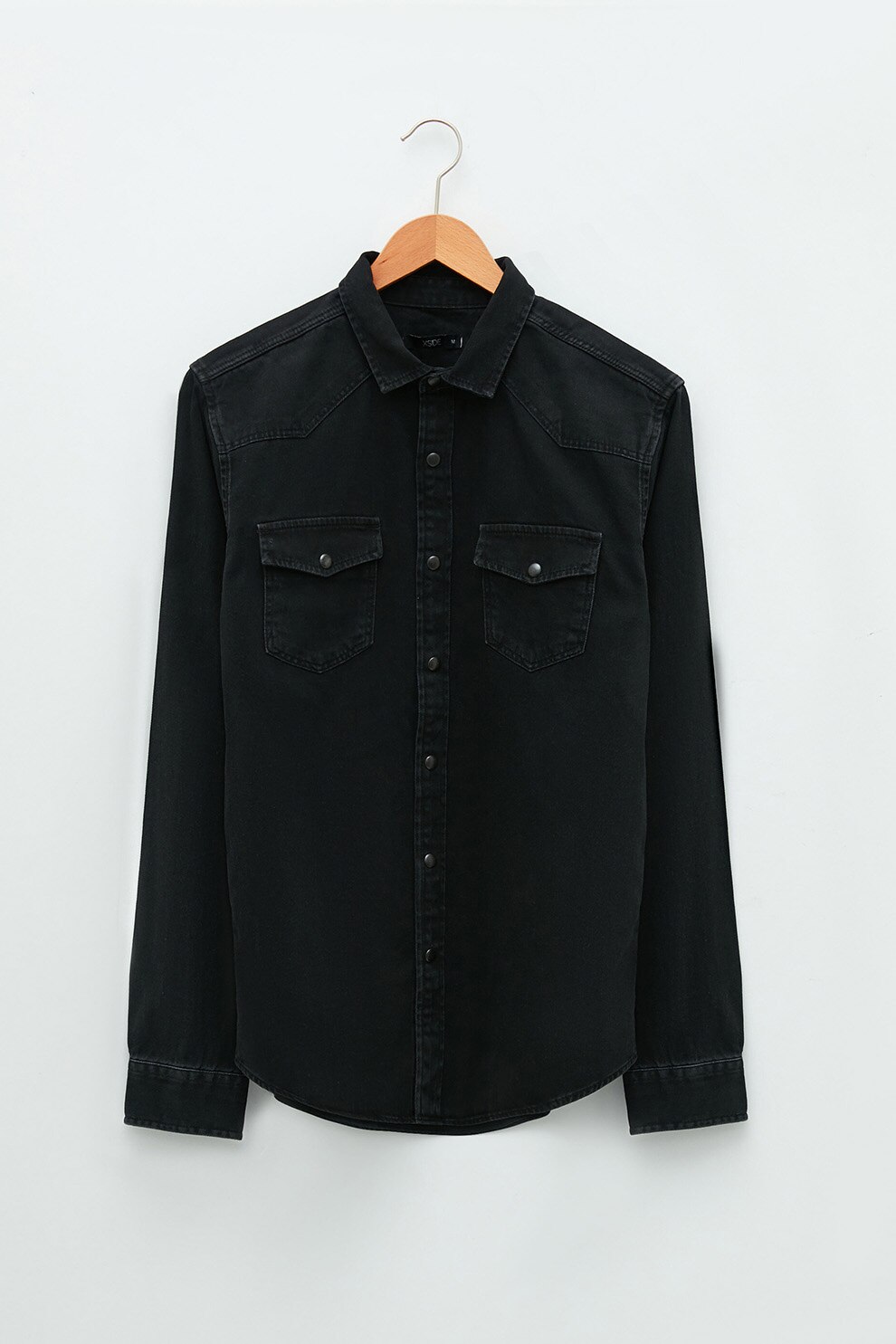 LC WAIKIKI, Camasa din denim cu buzunare pe piept cu clapa, Negru