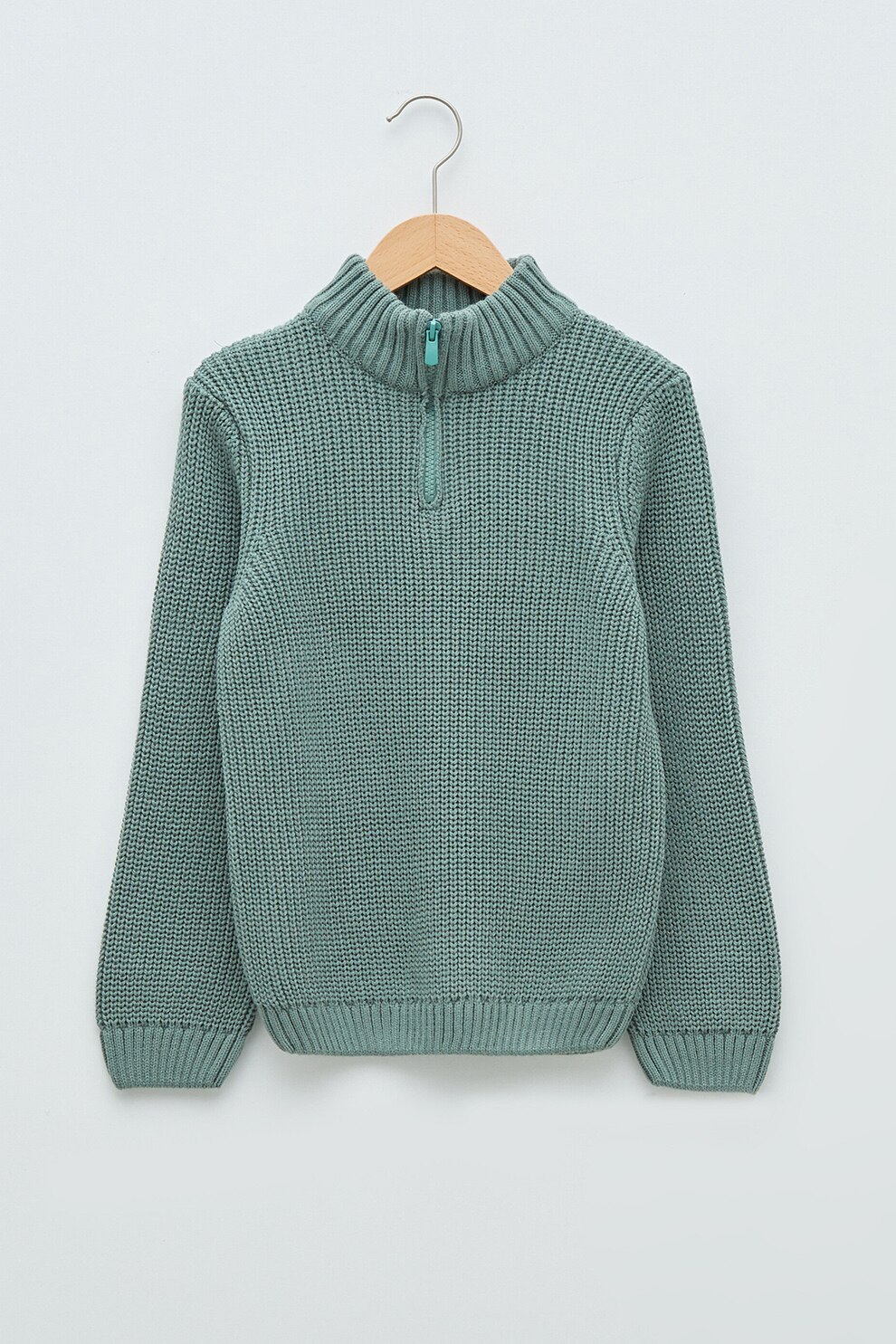 LC WAIKIKI, Pulover cu guler inalt cu fermoar, Verde pal