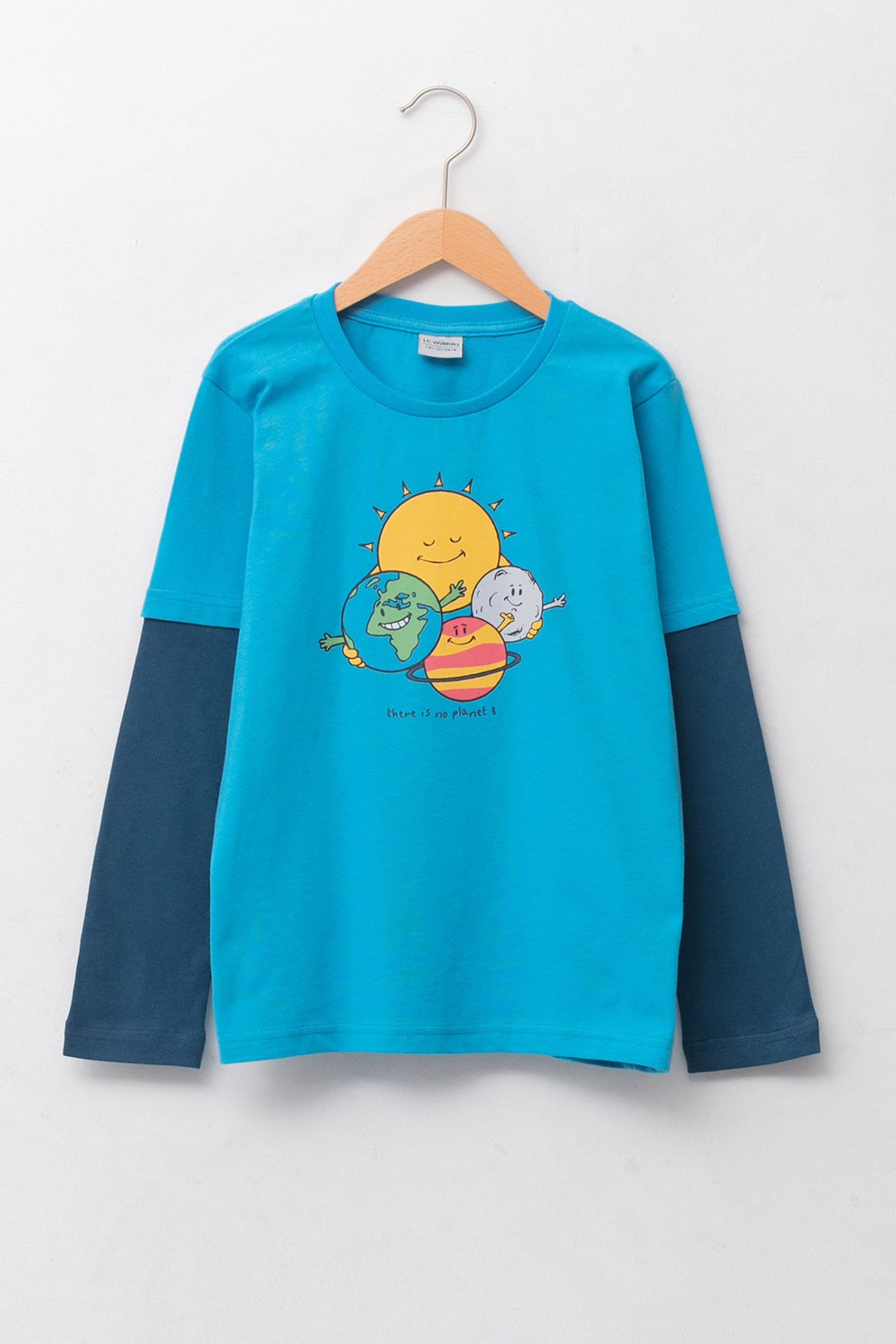 LC WAIKIKI, Bluza cu model 2 in 1, Albastru aqua/Bleumarin