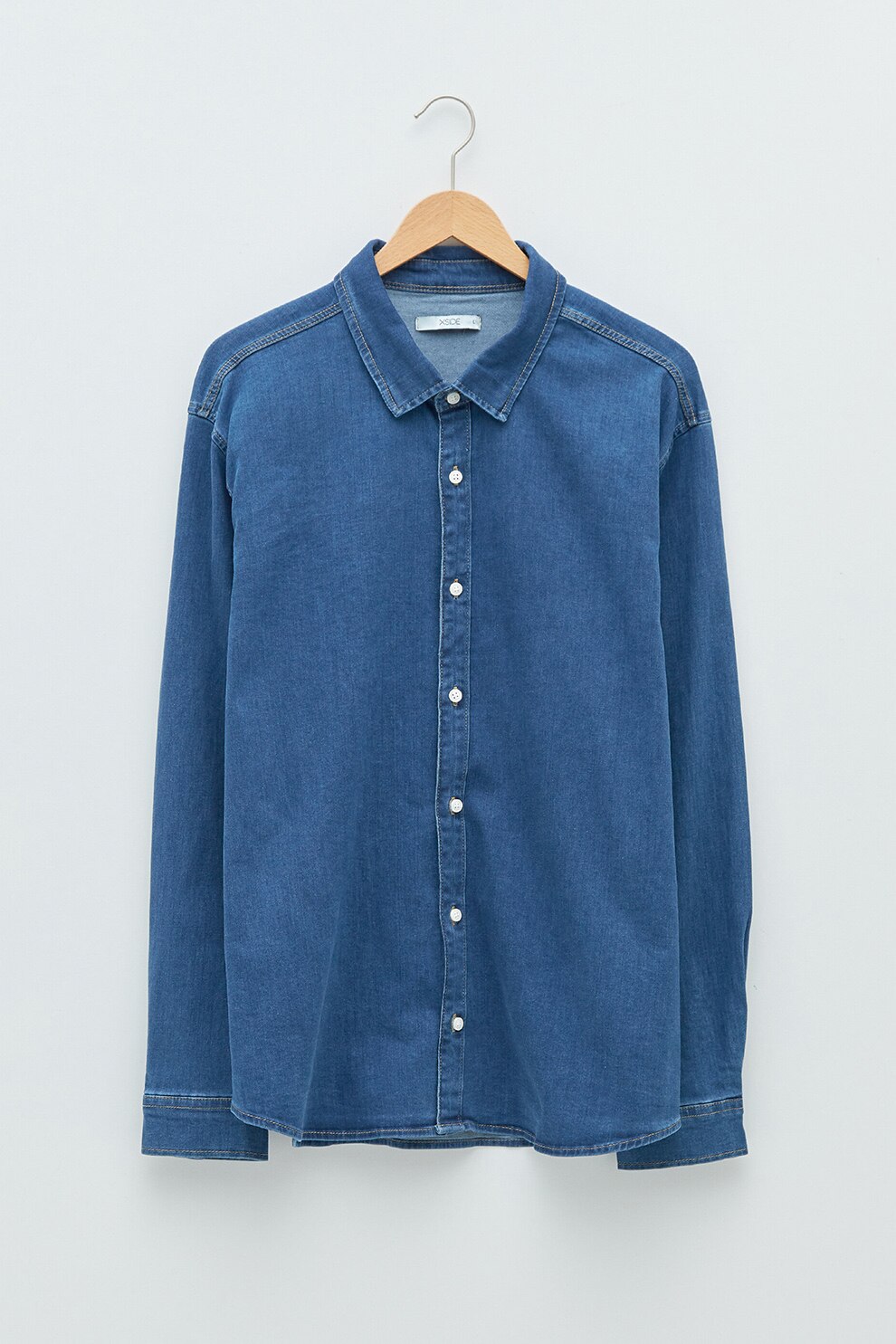 LC WAIKIKI, Camasa din chambray cu guler ascutit, Albastru