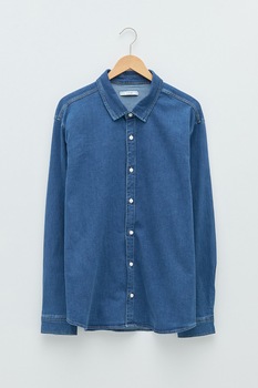 LC WAIKIKI, Camasa din chambray cu guler ascutit, Albastru LC WAIKIKI, Camasa din chambray cu guler ascutit, Albastru