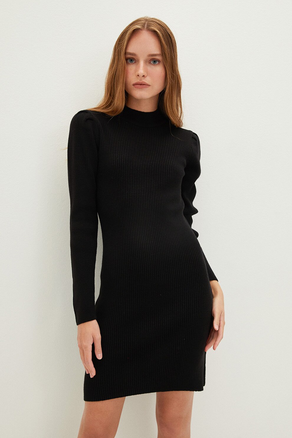 LC WAIKIKI, Rochie mini bodycon cu aspect striat, Negru