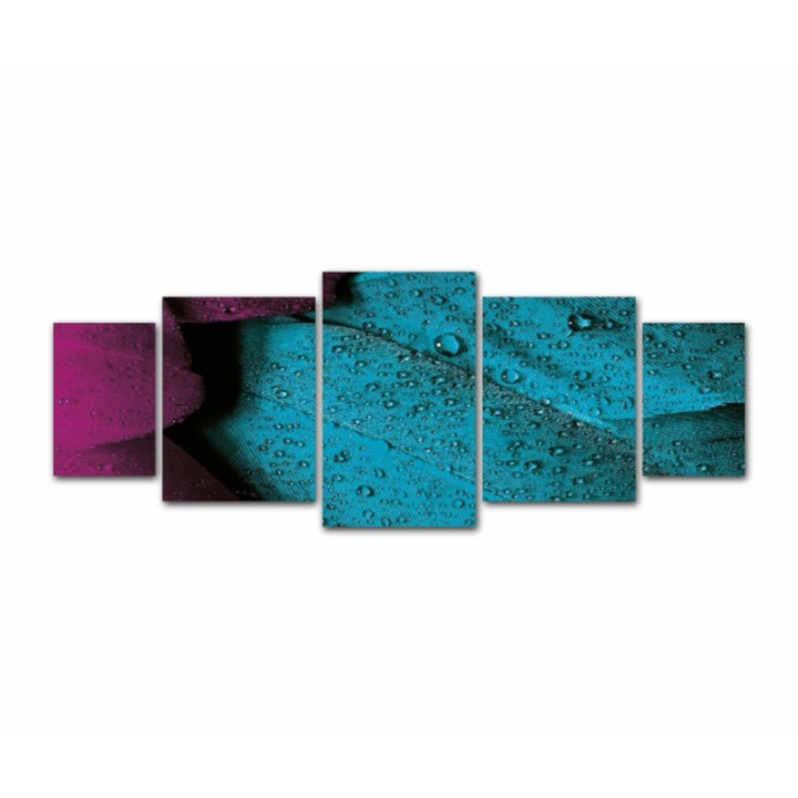 5 db-os Multicanvas festmény készlet, színes levelek 508, UV nyomattal, Prémium pamut vászonra (400 g/m2) és fa keretre feszítve (Profil 2X3,6cm), 130 x 50 cm