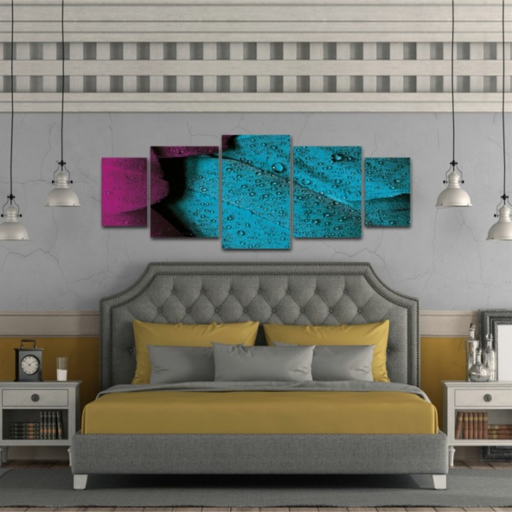 5 db-os Multicanvas festmény készlet, színes levelek 508, UV nyomattal, Prémium pamut vászonra (400 g/m2) és fa keretre feszítve (Profil 2X3,6cm), 130 x 50 cm