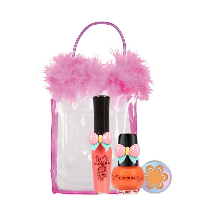 Комплект с 3 продукти за грим TuTu, За деца, с чантичка, 24 Multicolor, 15 мл