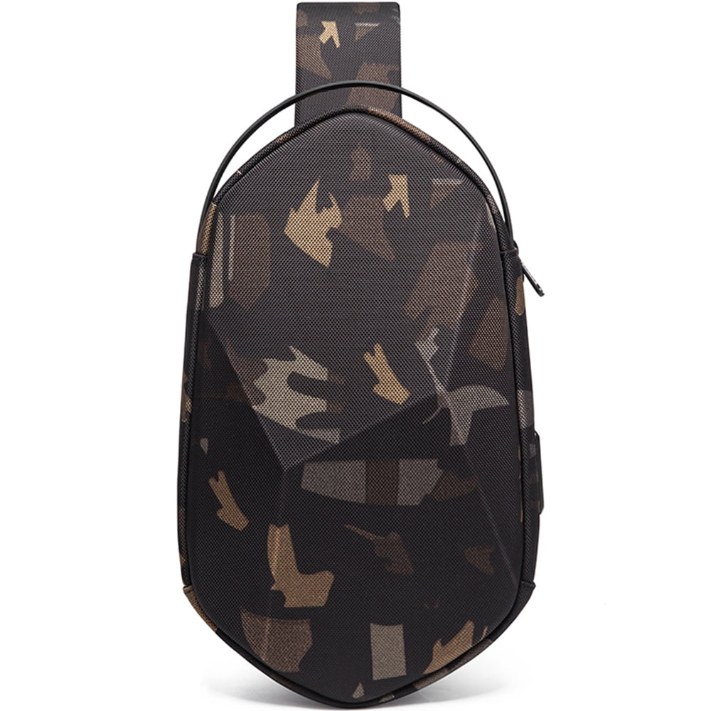 Geanta crossbody, de umar sau de mana tip sling, cu port de incarcare USB 3.0, Bange, 30x11x17 cm, Camuflaj