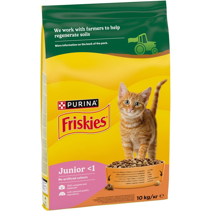 Hrana uscata pentru pisici Friskies Junior, Pui & Legume, 10 Kg